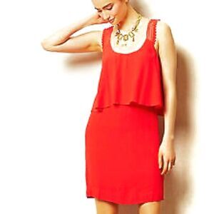 Anthropologie Tirana  Maeve Red Flowy Boho Beach Resort Slip Tunic Dress